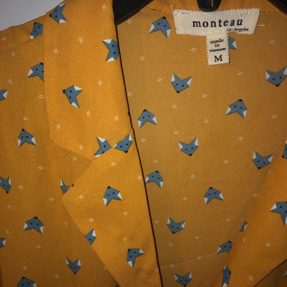 Vintage looking Fox Tie at waist Top - Size M - Picture 2 of 3